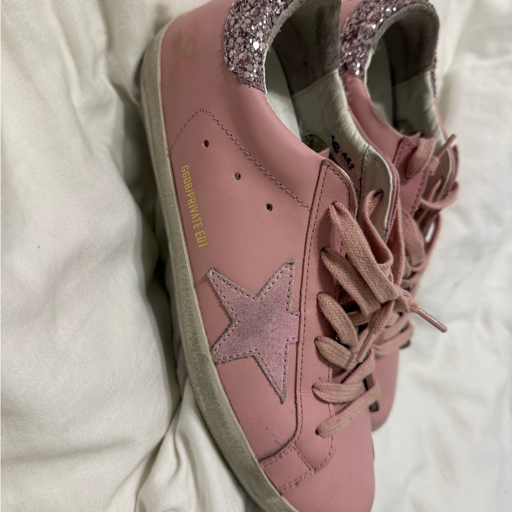 Golden Goose Pink Glitter Star Sneakers